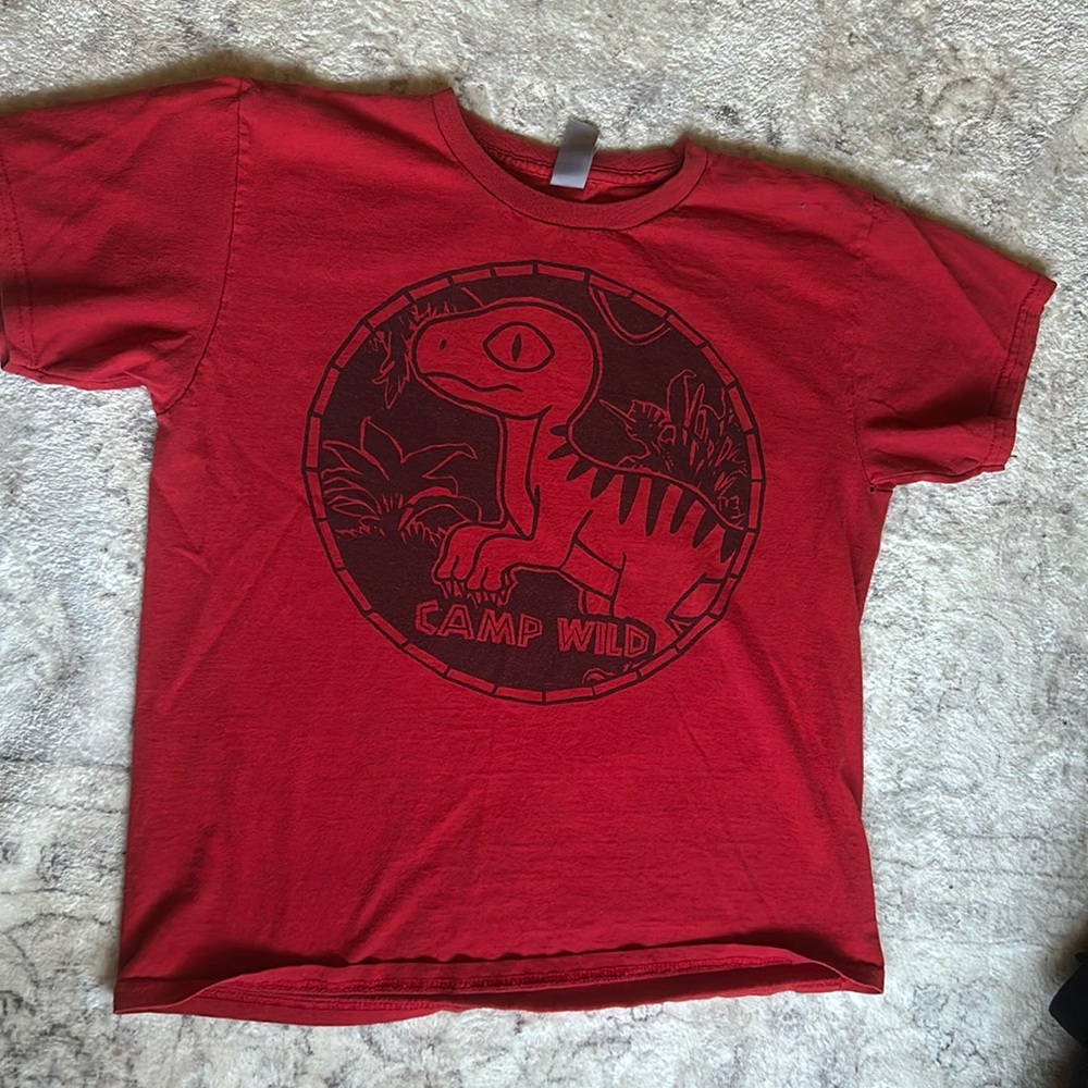 Camp Wild red tee shirt.